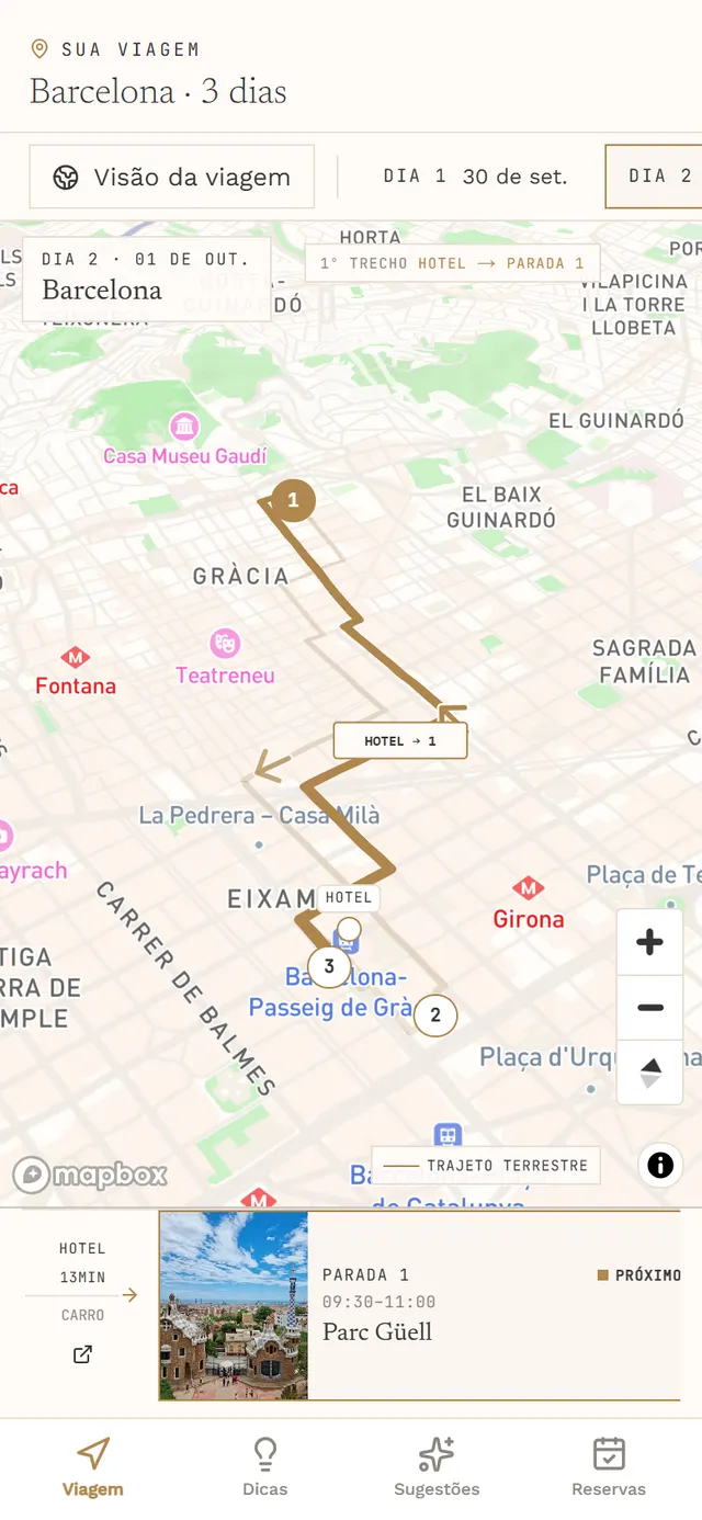 Tela real do app: O dia no mapa